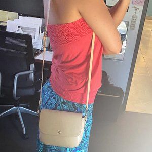 Beige Crossbody w/ Snap, Magnetic Closure